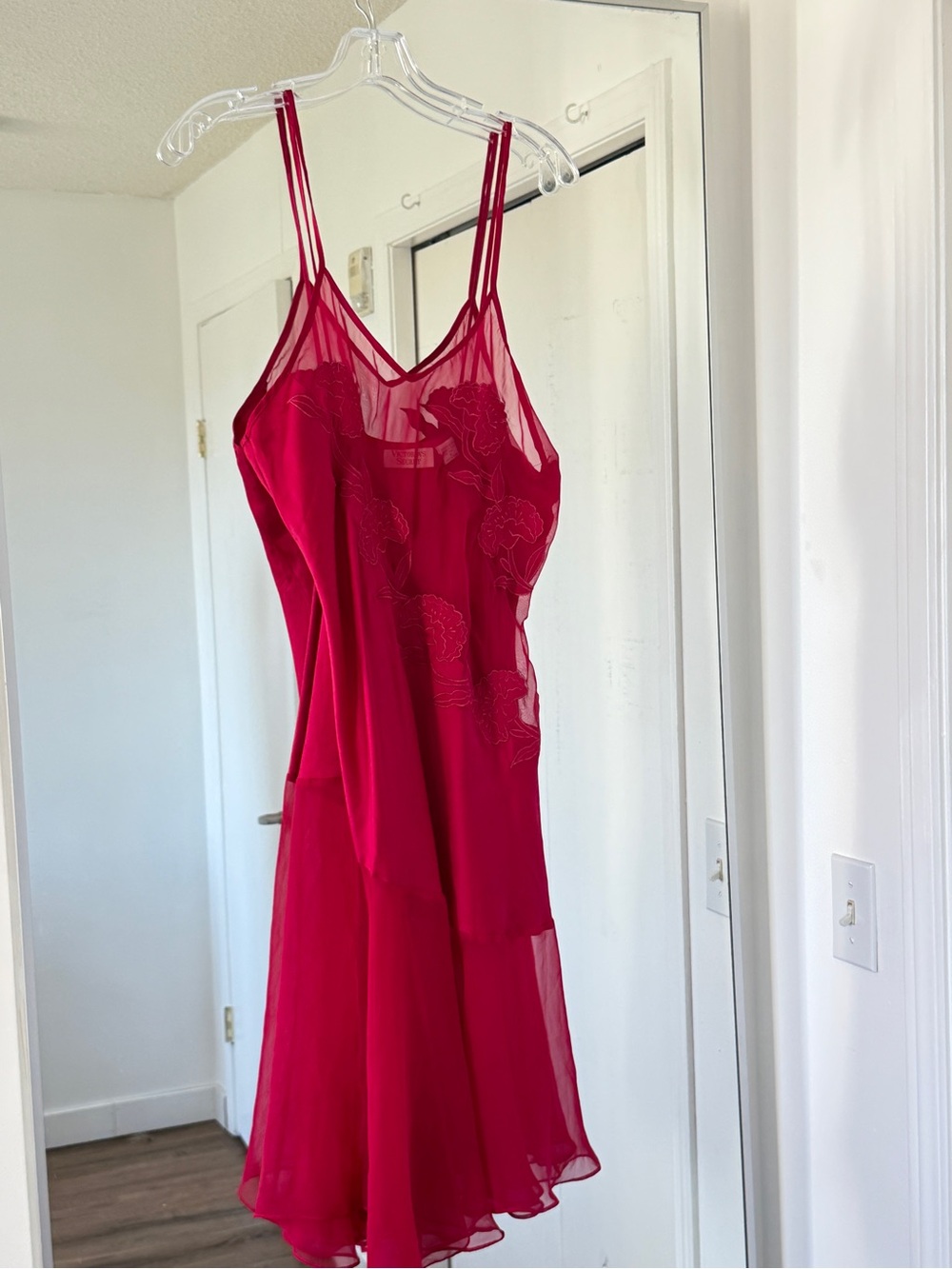 Vintage Victoria's Secret Sheer Slip Dress Floral Romantic Fairy Lingerie M